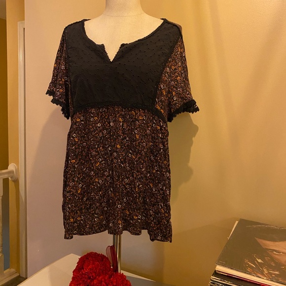 Knox Rose Black and Brown Lace Floral Blouse - Picture 7 of 8